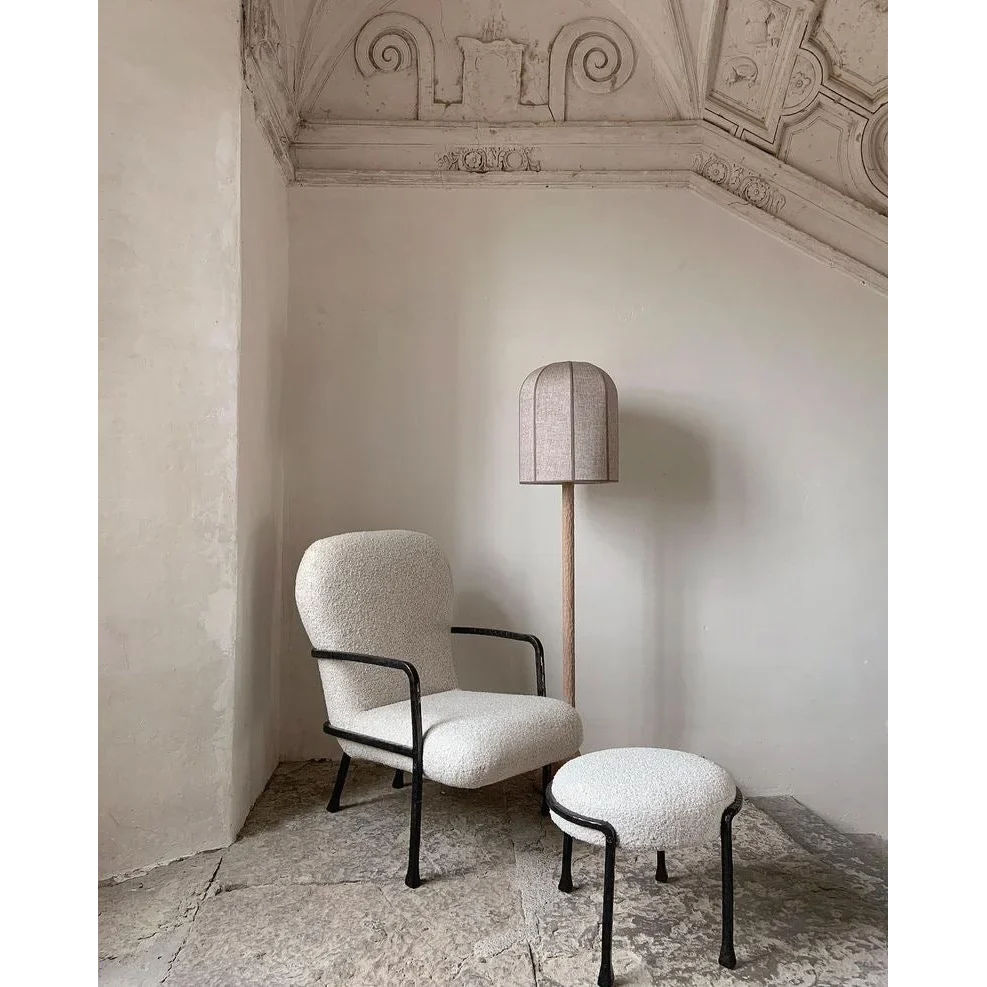 OAK FLOOR LAMP WITH LINEN SHADE | DESIGN CL70ZZ