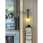 PATINATED BRASS & JADE WALL SCONCE | CLJAD52W