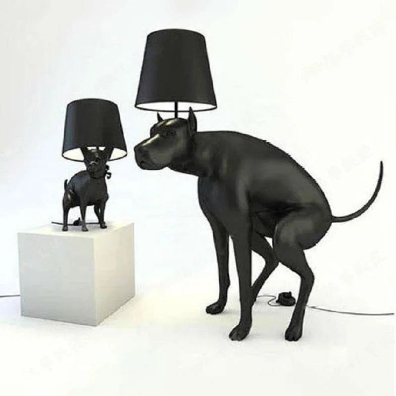 POOPING DOG FLOOR LAMP AND TABLE LAMP