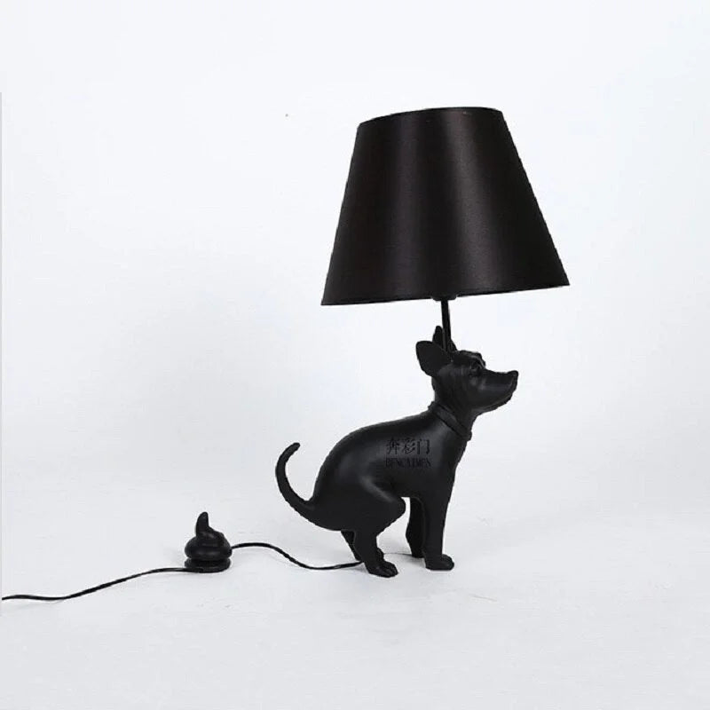 POOPING DOG FLOOR LAMP AND TABLE LAMP