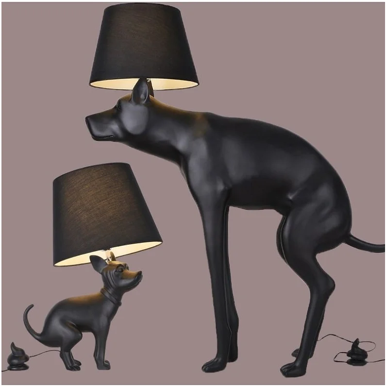 POOPING DOG FLOOR LAMP AND TABLE LAMP