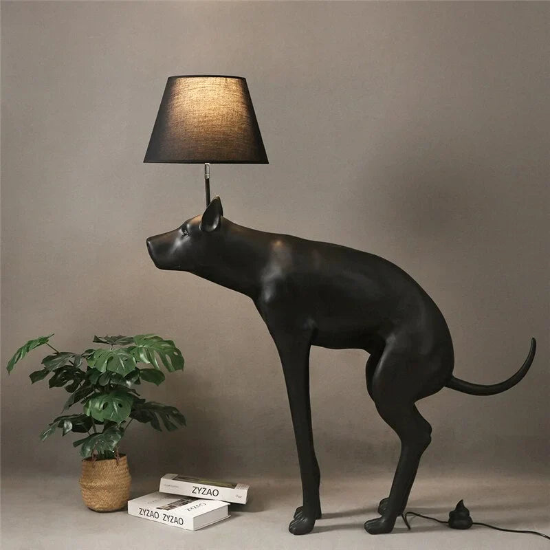 POOPING DOG FLOOR LAMP AND TABLE LAMP