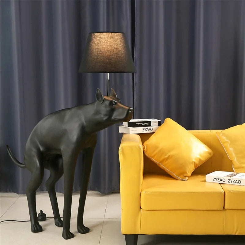 POOPING DOG FLOOR LAMP AND TABLE LAMP