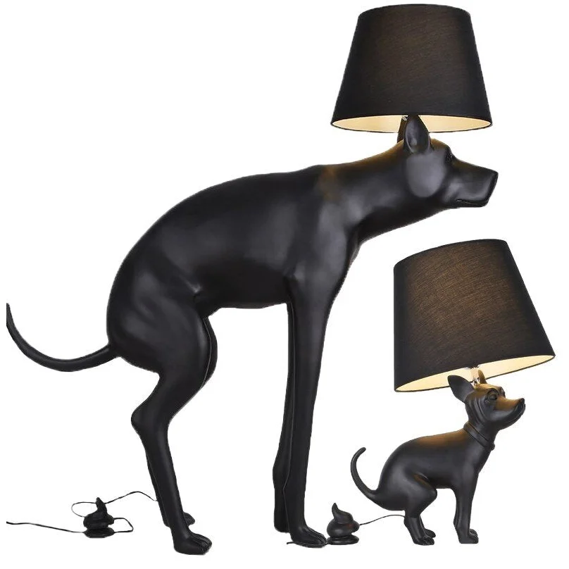POOPING DOG FLOOR LAMP AND TABLE LAMP