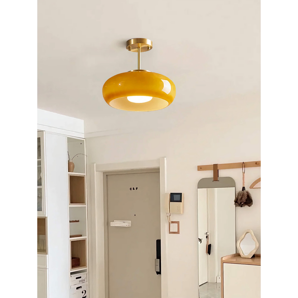 ROUND GLOSSY GLASS SEMI-FLUSH MOUNT | CLOR025A