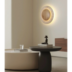 ROUND TRAVERTINE WOOD WALL LAMP | CLZL6980
