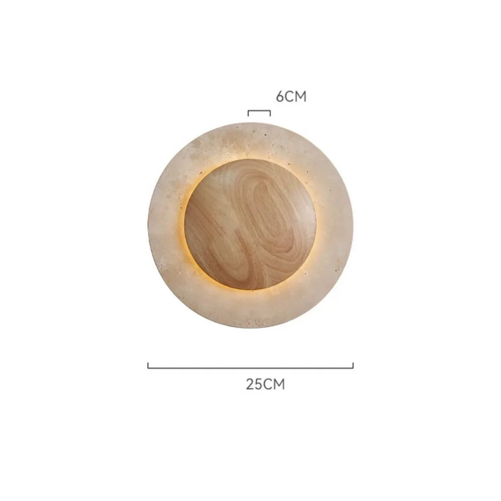 ROUND TRAVERTINE WOOD WALL LAMP | CLZL6980
