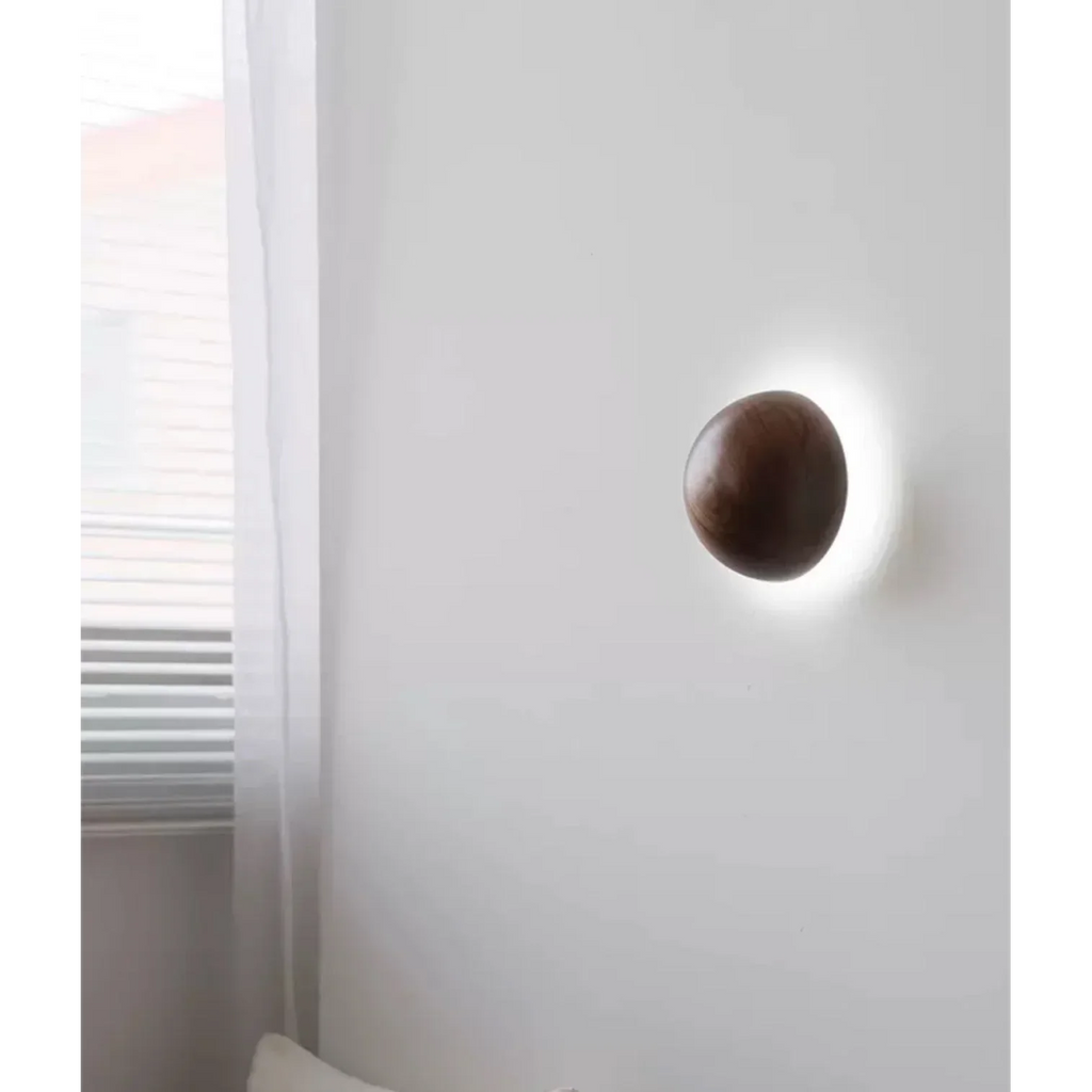ROUND WALNUT DOME WALL LAMP | CLBV58502
