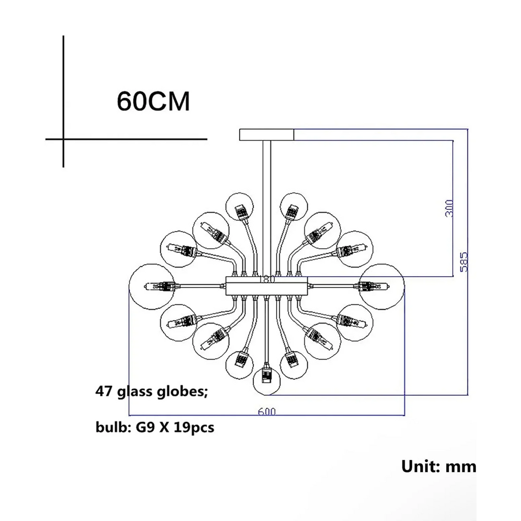 SMOKED AND CLEAR GLASS CHANDELIER | CLSFAZK09