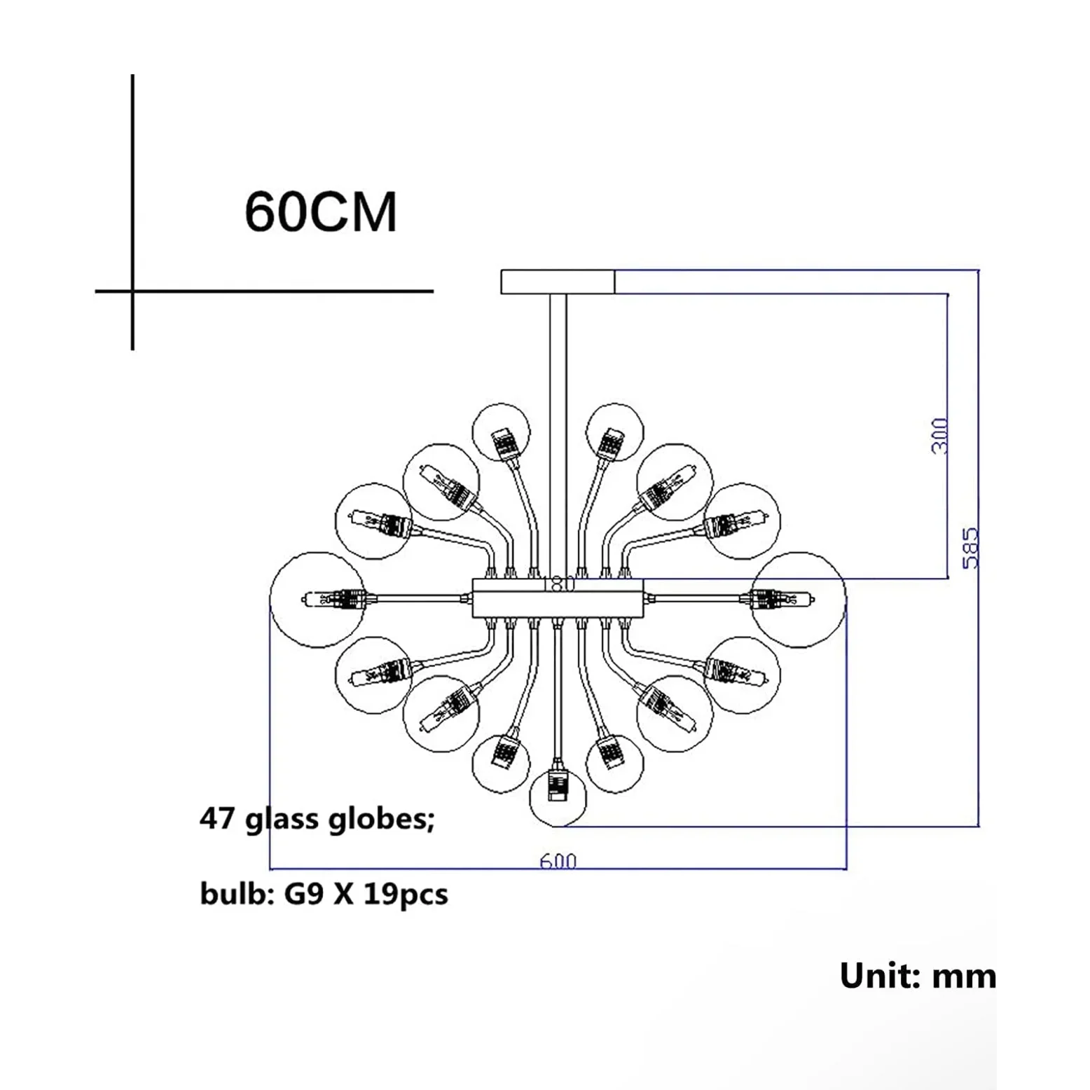 SMOKED AND CLEAR GLASS CHANDELIER | CLSFAZK09