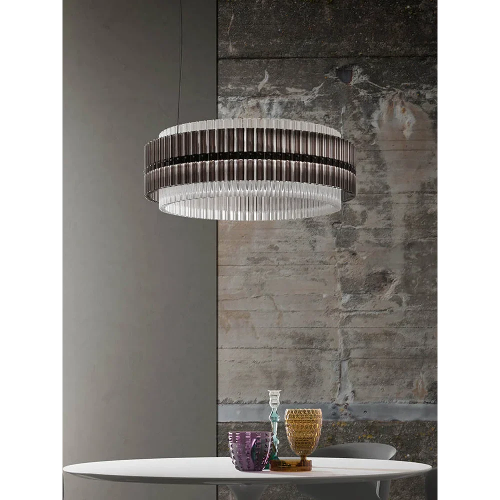 SMOKED GLASS DRUM CHANDELIER | CLFB02550