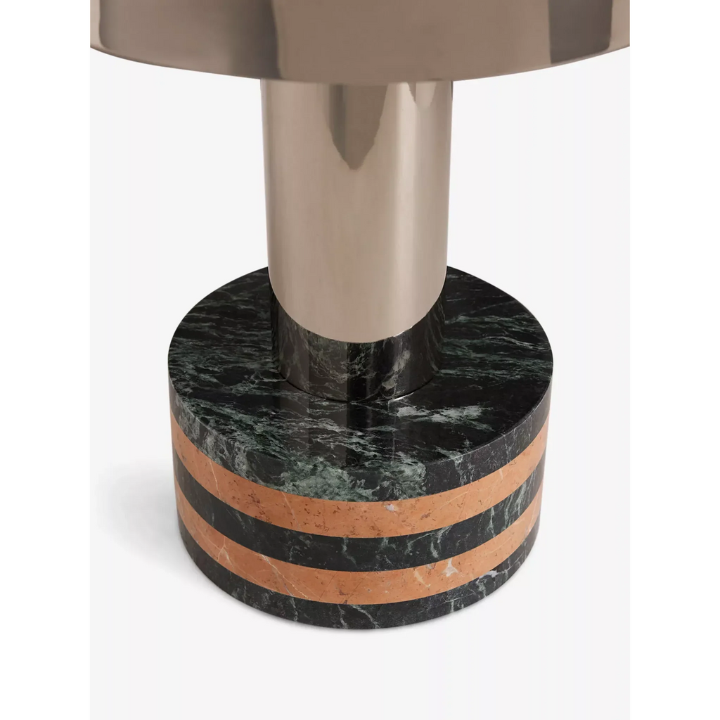 STRIPED CHROME MARBLE BASE TABLE LAMP | CLJJGH025S