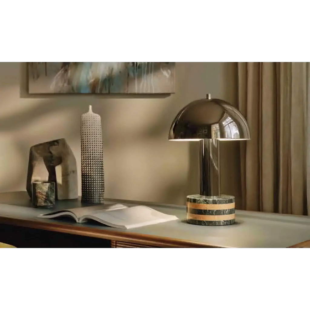 STRIPED CHROME MARBLE BASE TABLE LAMP | CLJJGH025S