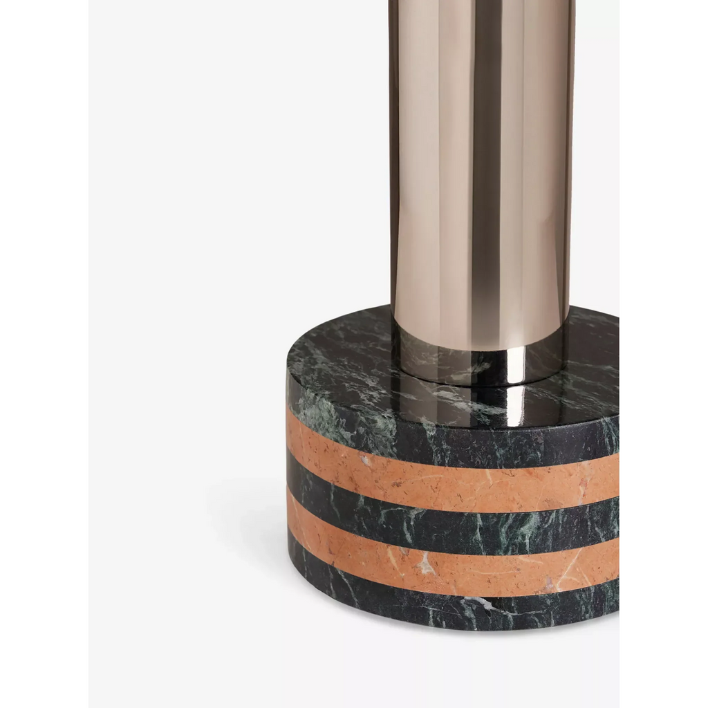 STRIPED CHROME MARBLE BASE TABLE LAMP | CLJJGH025S