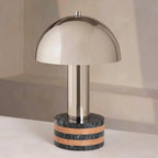 STRIPED CHROME MARBLE BASE TABLE LAMP | CLJJGH025S