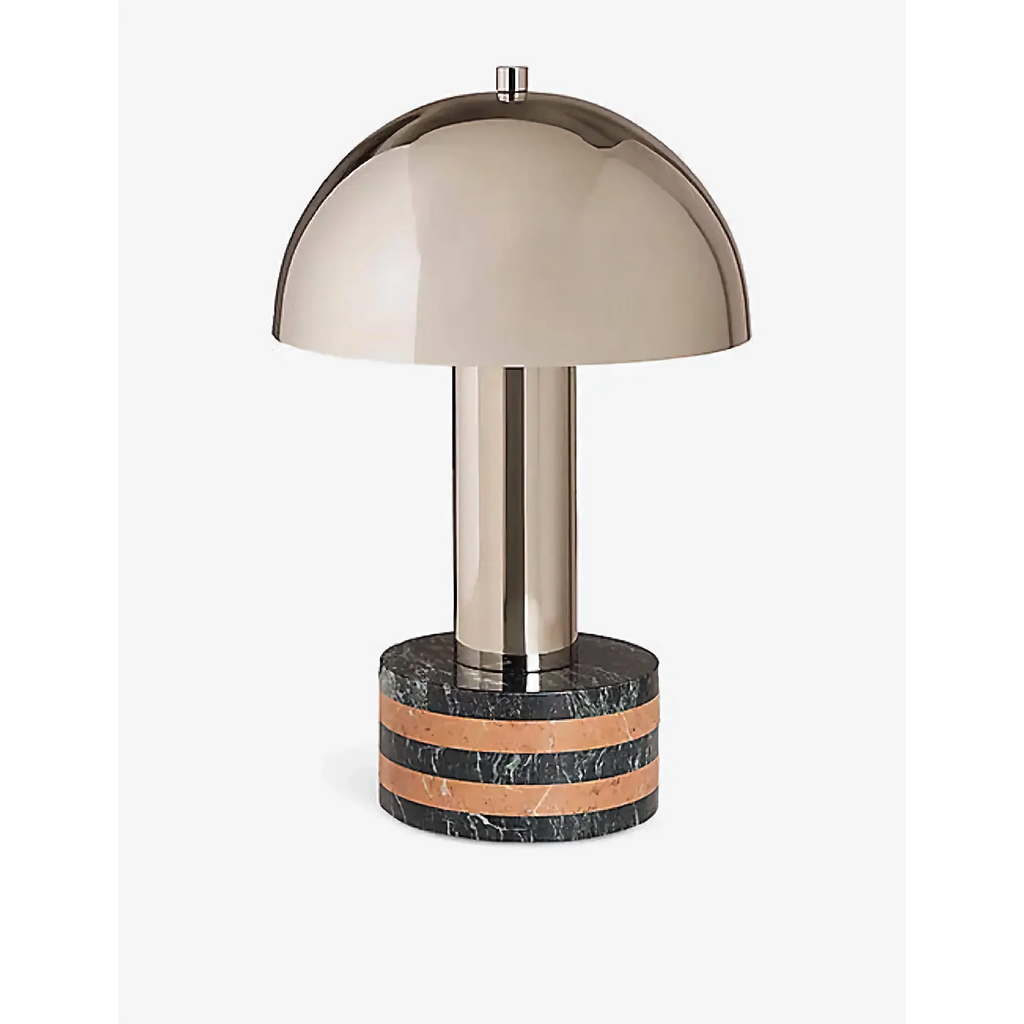 STRIPED CHROME MARBLE BASE TABLE LAMP | CLJJGH025S