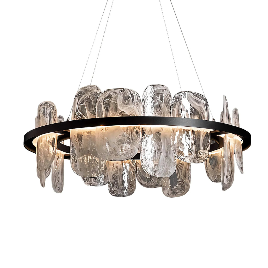 SWIRLED GLASS HALO CHANDELIER | CLPJS025