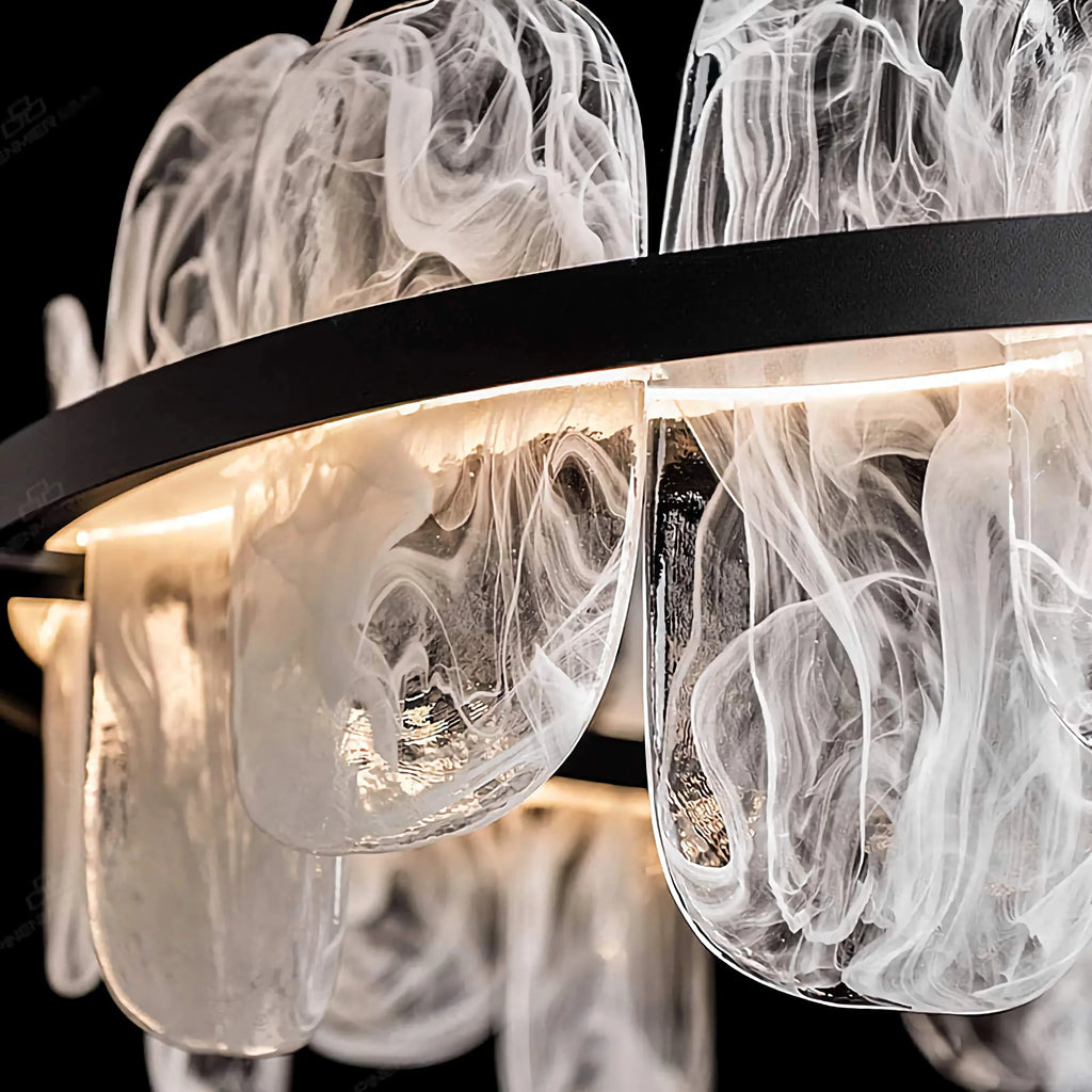 SWIRLED GLASS HALO CHANDELIER | CLPJS025