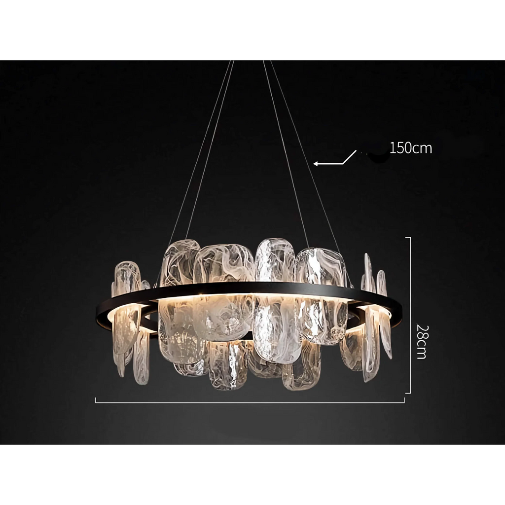 SWIRLED GLASS HALO CHANDELIER | CLPJS025