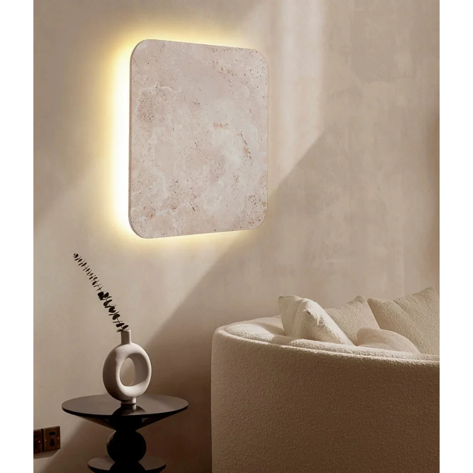 TAUPE SQUARE MARBLE WALL LAMP | CLZT8950