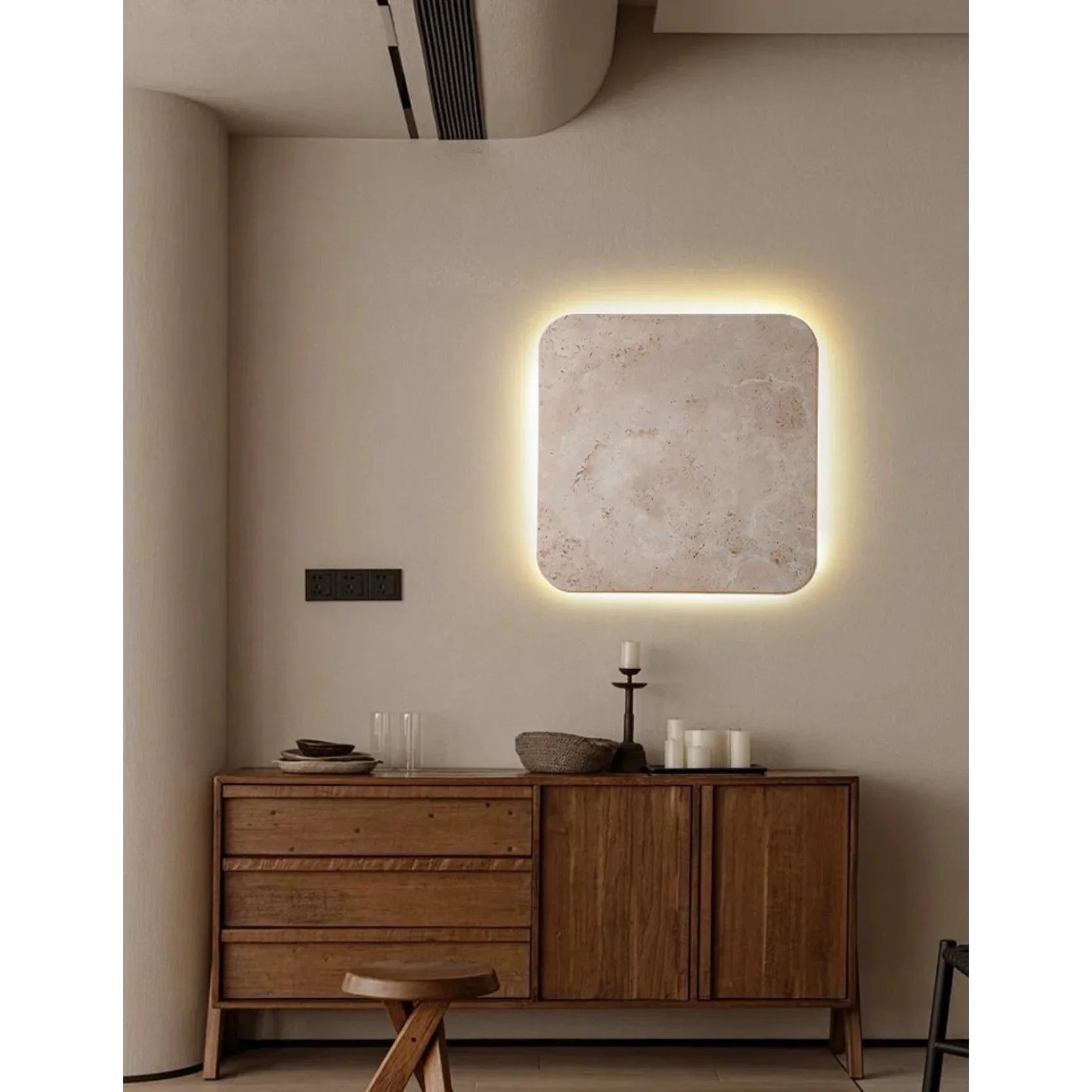 TAUPE SQUARE MARBLE WALL LAMP | CLZT8950