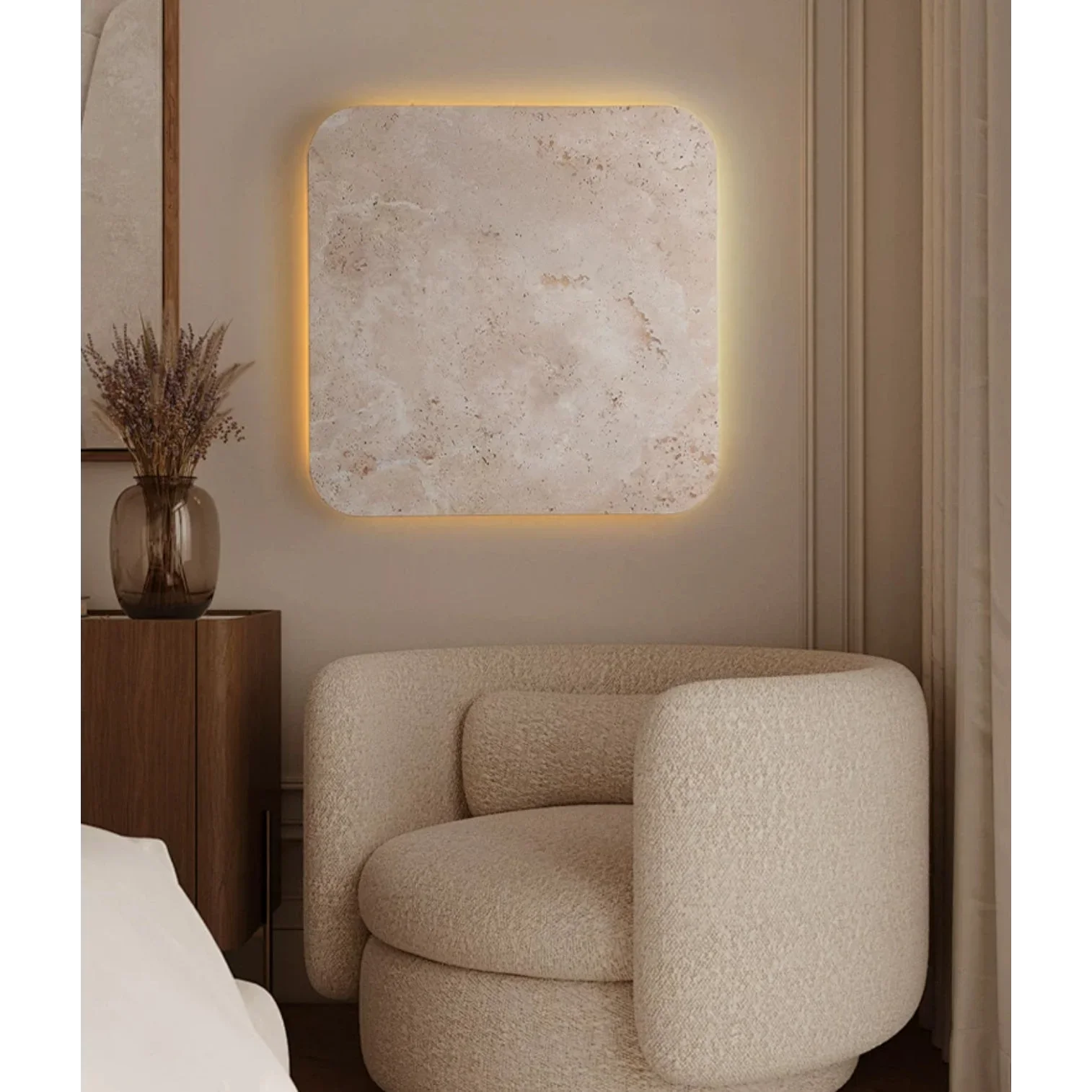TAUPE SQUARE MARBLE WALL LAMP | CLZT8950