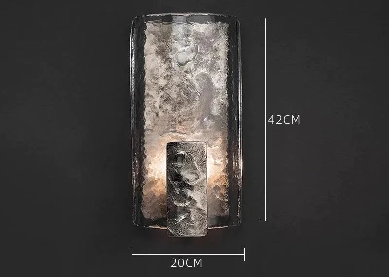 TEXTURED GLASS & CAST STEEL WALL SCONCE | CLDFT025S