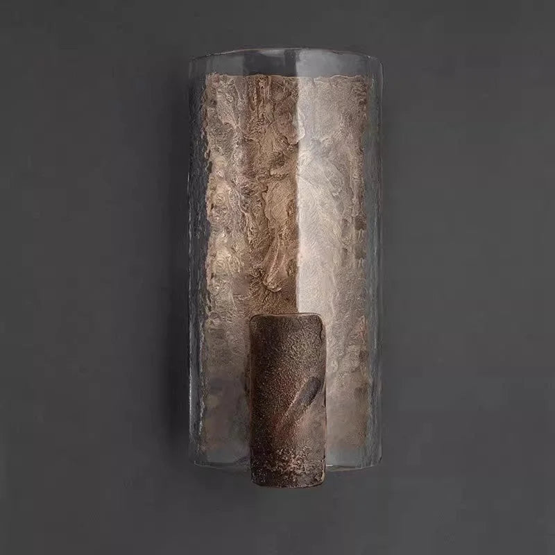TEXTURED GLASS & CAST STEEL WALL SCONCE | CLDFT025S