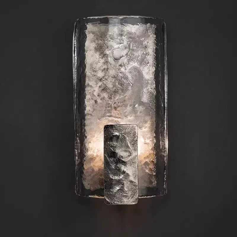 TEXTURED GLASS & CAST STEEL WALL SCONCE | CLDFT025S