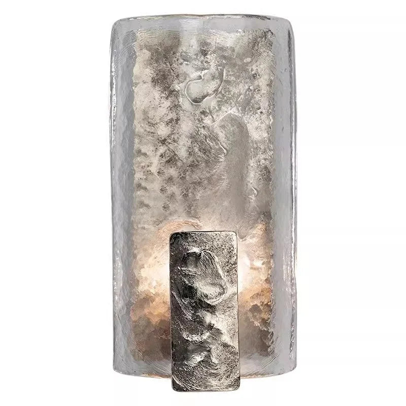 TEXTURED GLASS & CAST STEEL WALL SCONCE | CLDFT025S