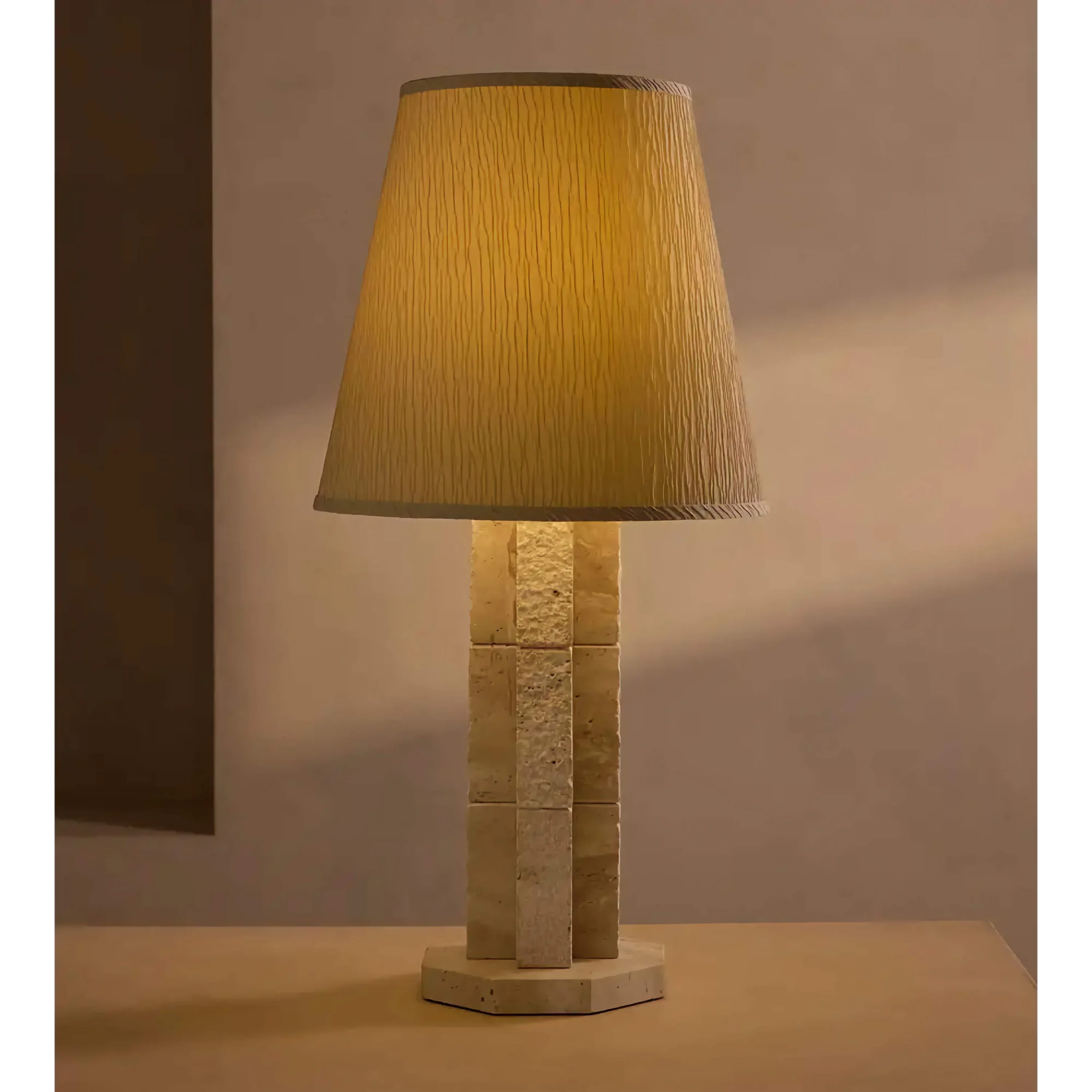 TRAVERTINE BLOCK TABLE LAMP | CLJFR52
