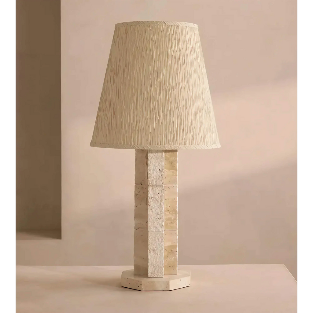 TRAVERTINE BLOCK TABLE LAMP | CLJFR52