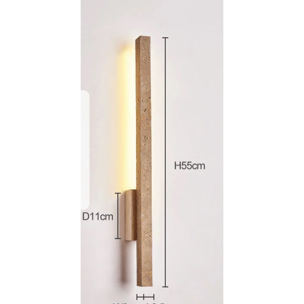 TRAVERTINE AND WOOD WALL LAMP | CLVB89500