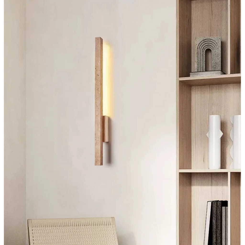 TRAVERTINE AND WOOD WALL LAMP | CLVB89500
