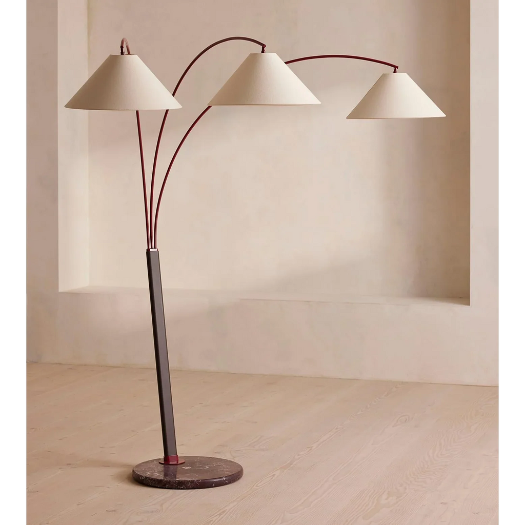 TRIPLE ARM LINEN & MARBLE FLOOR LAMP | CLPSK025