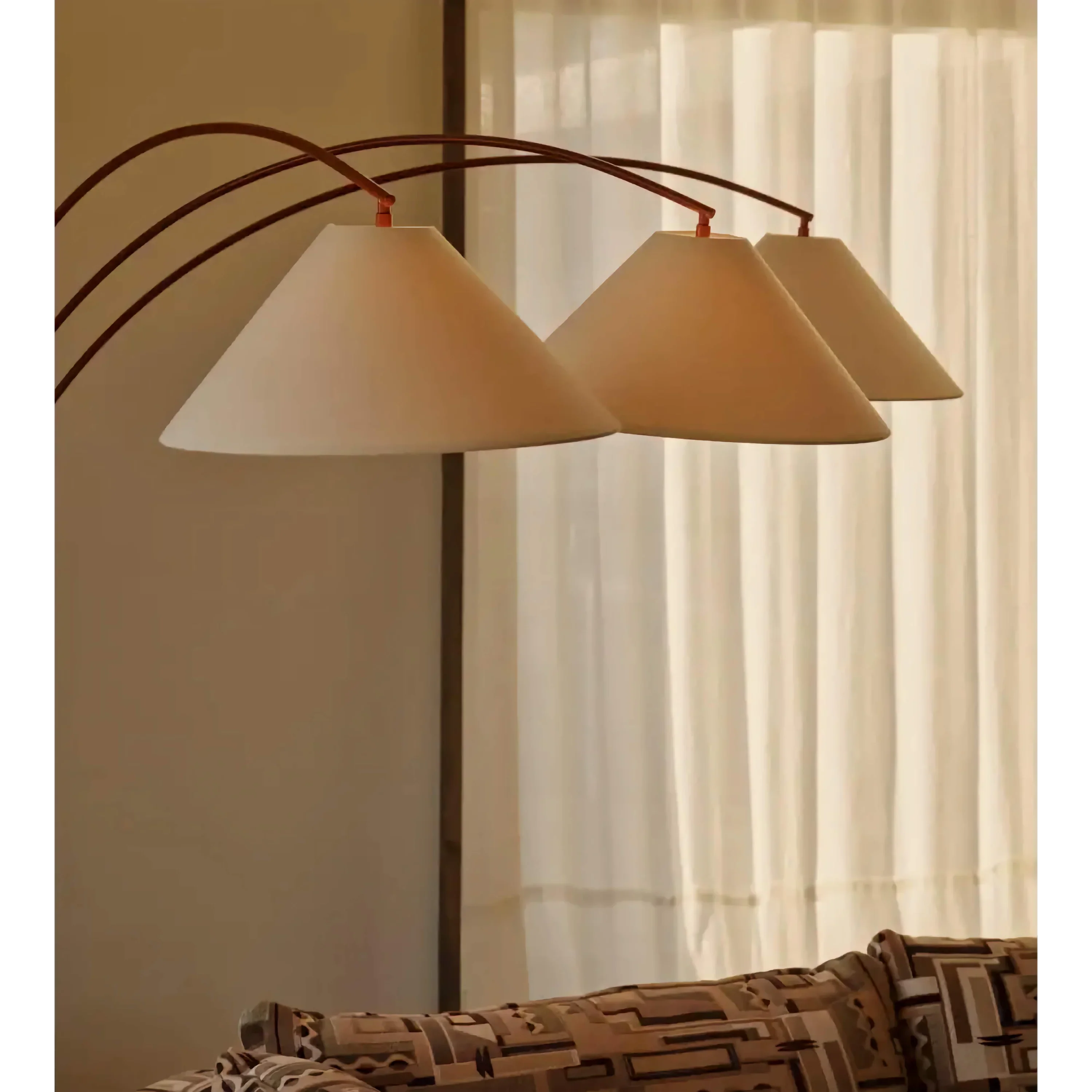 TRIPLE ARM LINEN & MARBLE FLOOR LAMP | CLPSK025