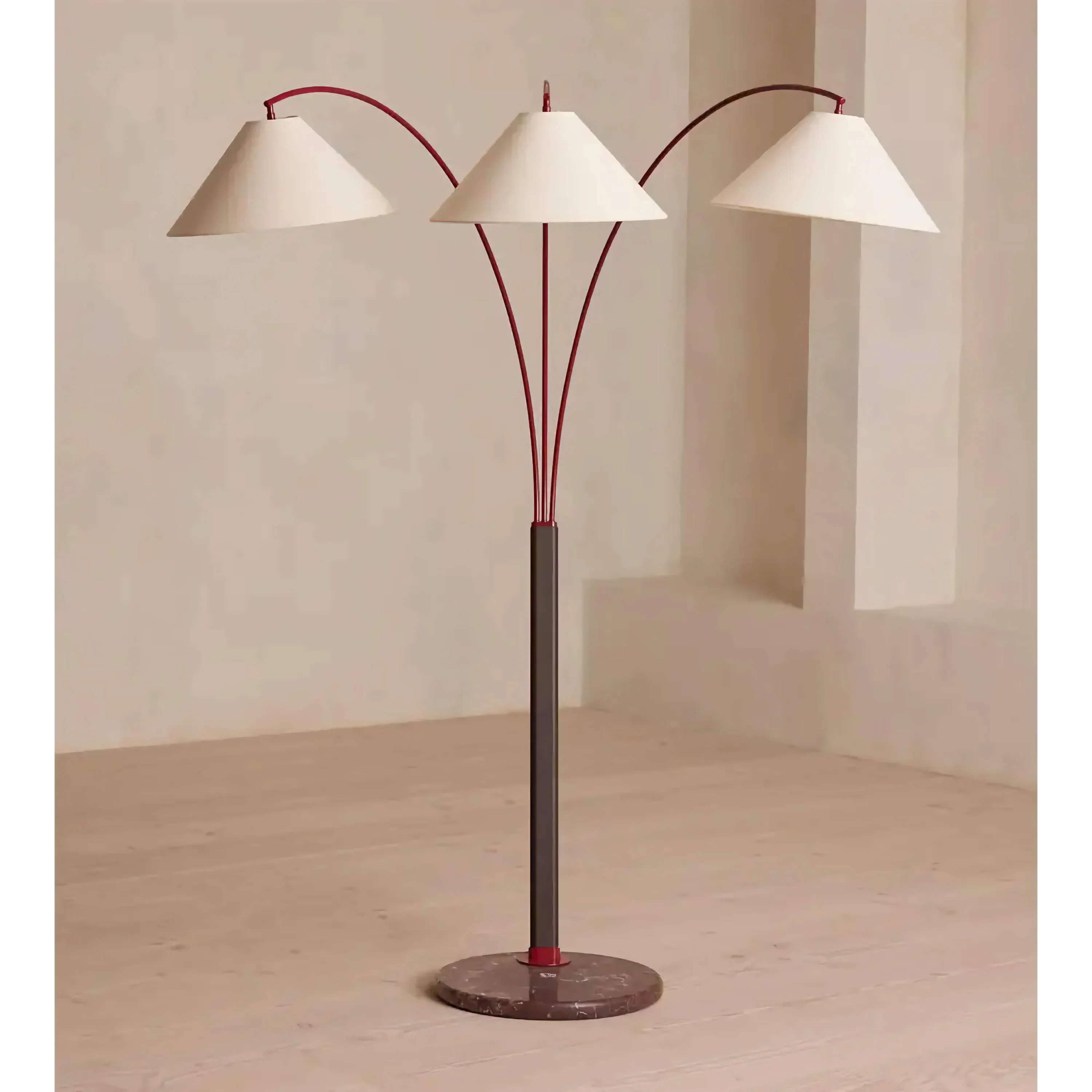TRIPLE ARM LINEN & MARBLE FLOOR LAMP | CLPSK025