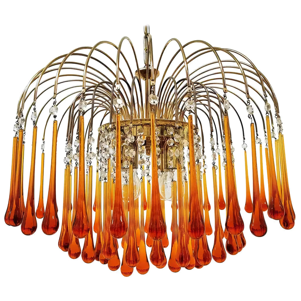 VINTAGE AMBER ITALIAN MURANO GLASS CHANDELIER