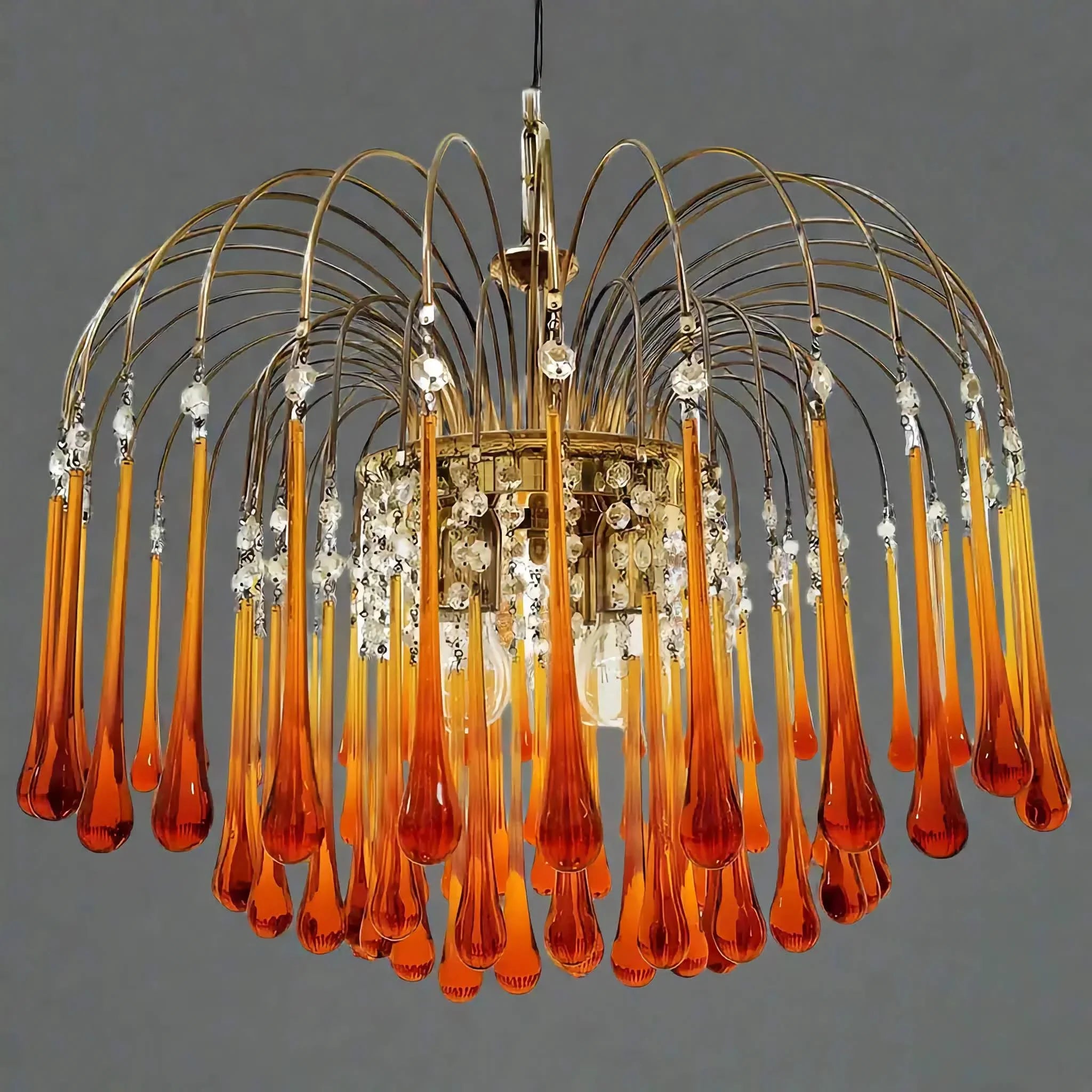 VINTAGE AMBER ITALIAN MURANO GLASS CHANDELIER
