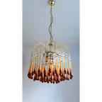 VINTAGE AMBER ITALIAN MURANO GLASS CHANDELIER