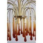 VINTAGE AMBER ITALIAN MURANO GLASS CHANDELIER