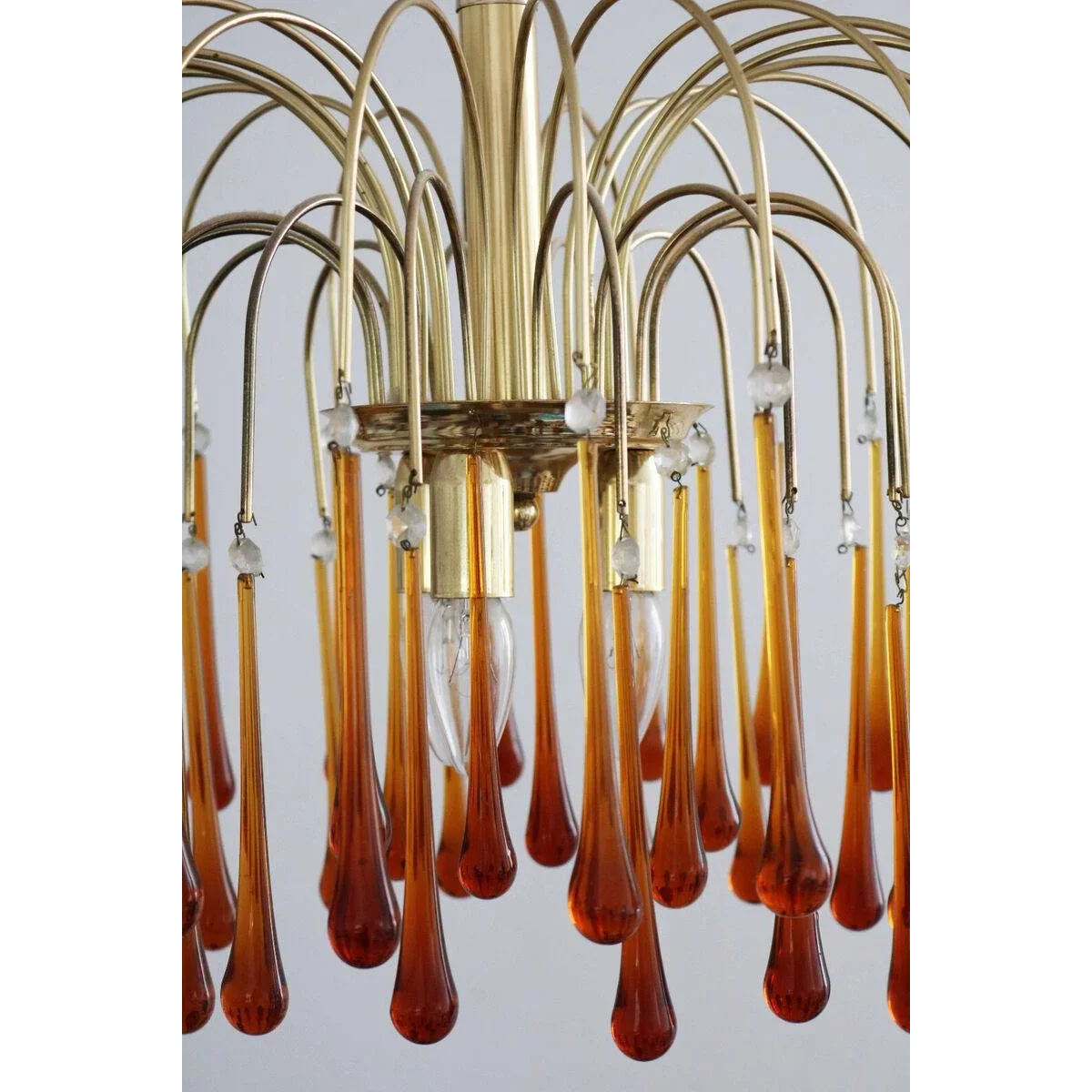 VINTAGE AMBER ITALIAN MURANO GLASS CHANDELIER
