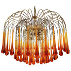 VINTAGE AMBER ITALIAN MURANO GLASS CHANDELIER