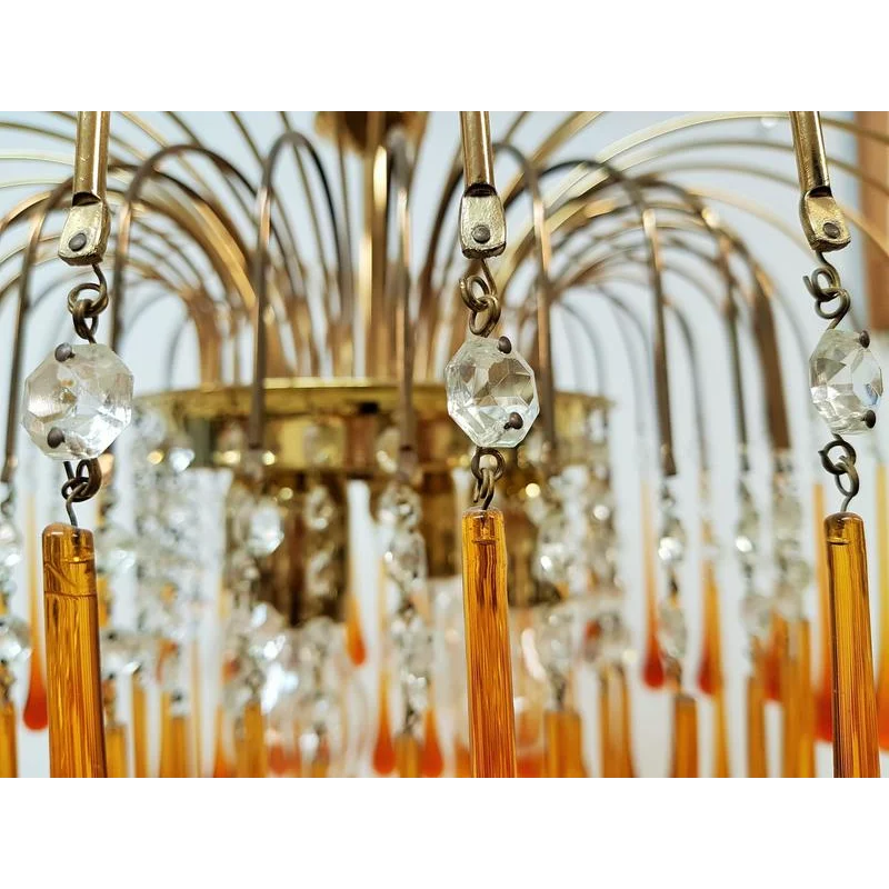 VINTAGE AMBER ITALIAN MURANO GLASS CHANDELIER