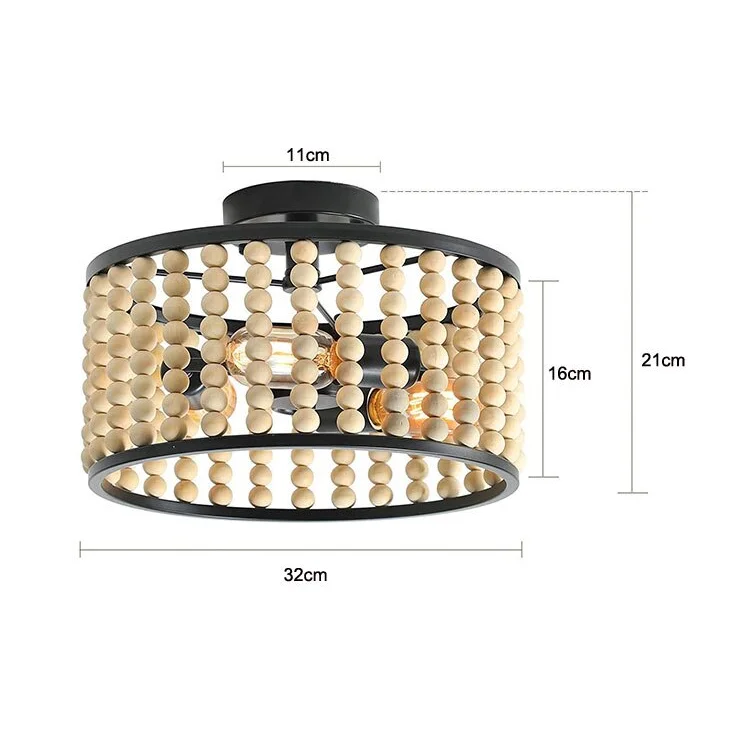VINTAGE CHIC WOODEN BEAD CEILING LAMP