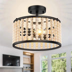 VINTAGE CHIC WOODEN BEAD CEILING LAMP