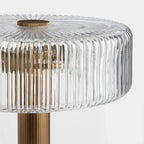 VINTAGE RIBBED GLASS AND BRASS TABLE LAMP