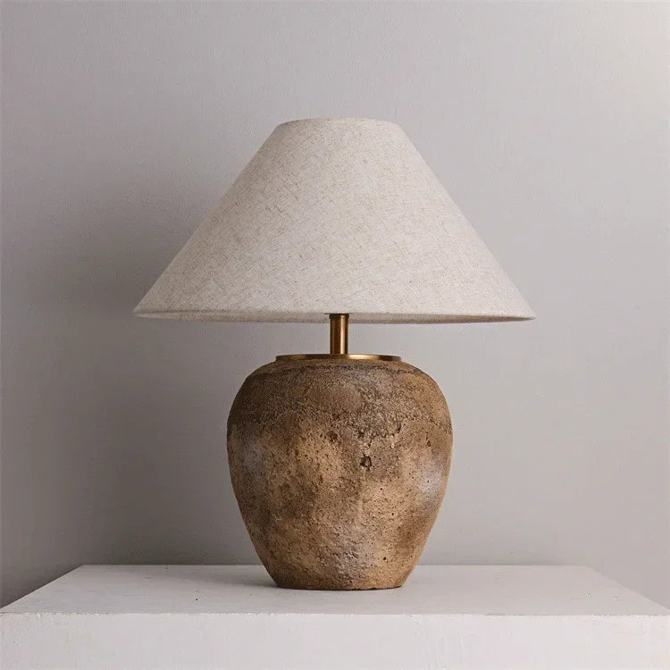 VINTAGE TAUPE WABI STYLE TABLE LAMP