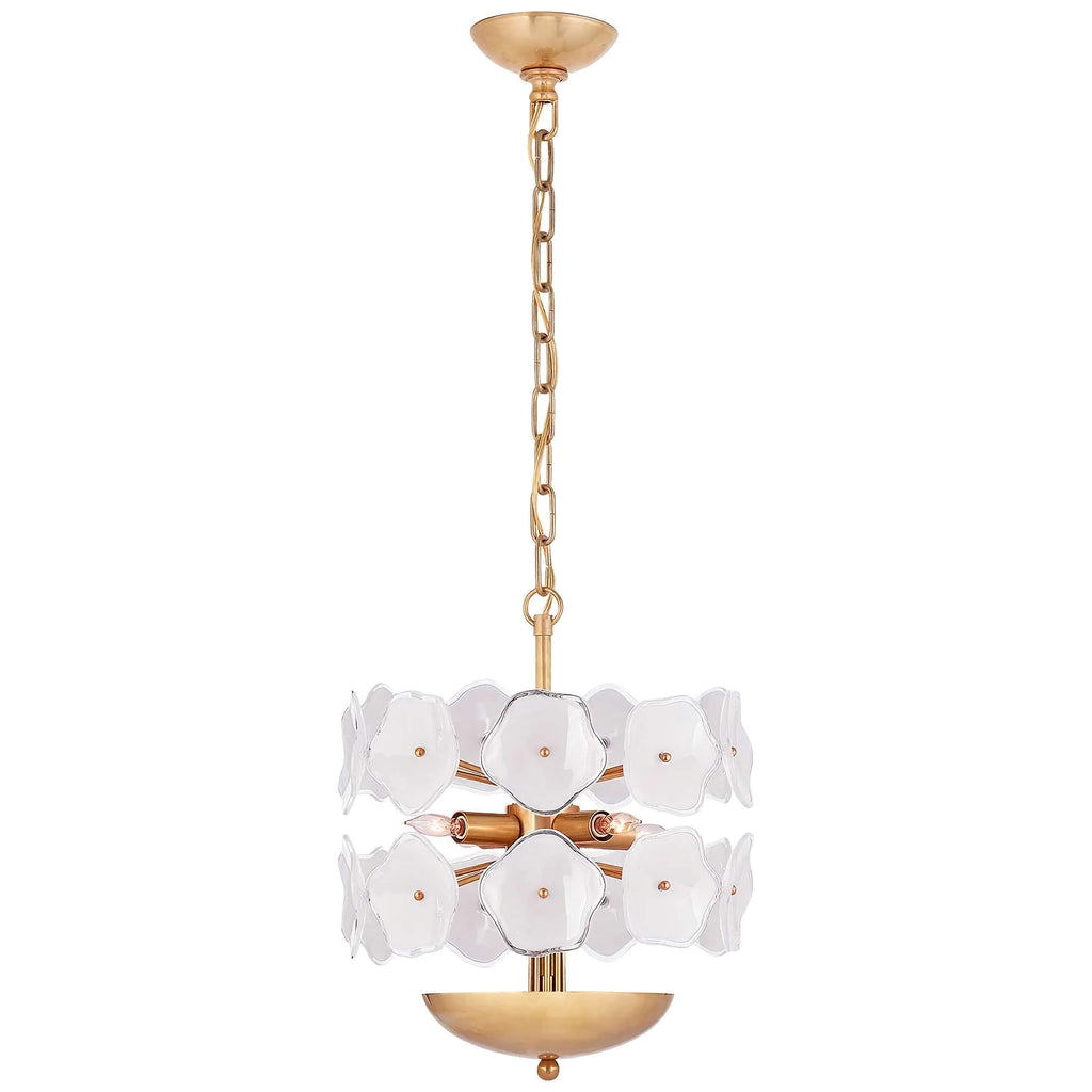 WHITE FLOWER GLASS & COPPER CHANDELIER | CLZQ0255