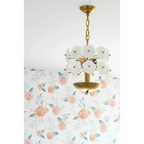WHITE FLOWER GLASS & COPPER CHANDELIER | CLZQ0255